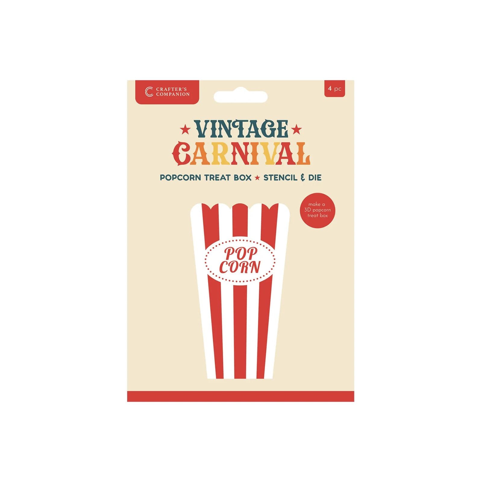 Crafter's Companion Popcorn Treat Box Stencil And Dies vc-sten-pctb