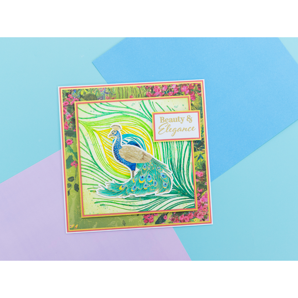 Crafter's Companion Proud Peacock Stamp And Die Set gp-std-prpe Beauty And Elegance Card