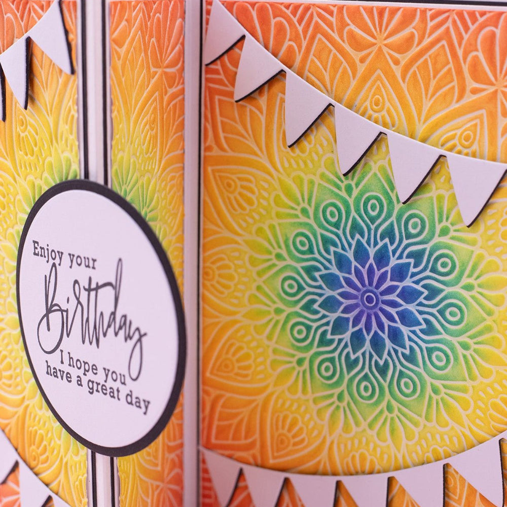 Crafter's Companion Radiant Mandala 3D Embossing Folder cc-3d-ef5-rama Enjoy Your Birthday Card