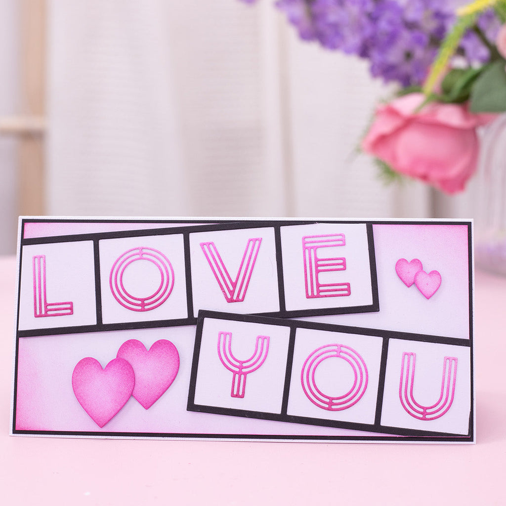 Crafter's Companion Retro Alphabet Dies cc-md-retro-alp Valentine Card