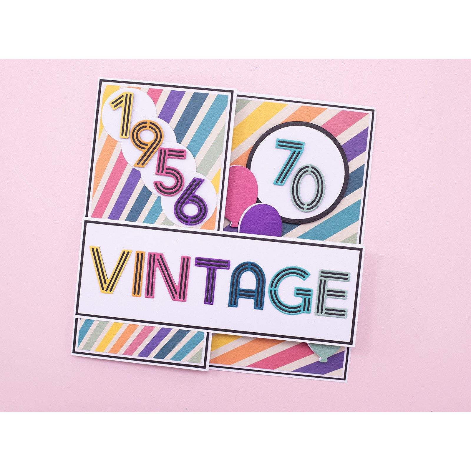 Crafter's Companion Retro Numbers Dies cc-md-retro-num Vintage Birthday Card