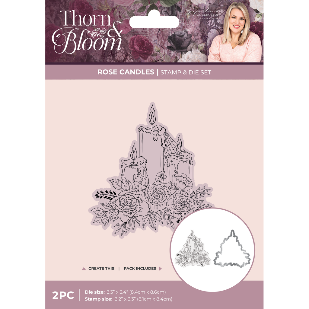 Crafter's Companion Rose Candles Clear Stamp And Die Set ss-tb-std-roca