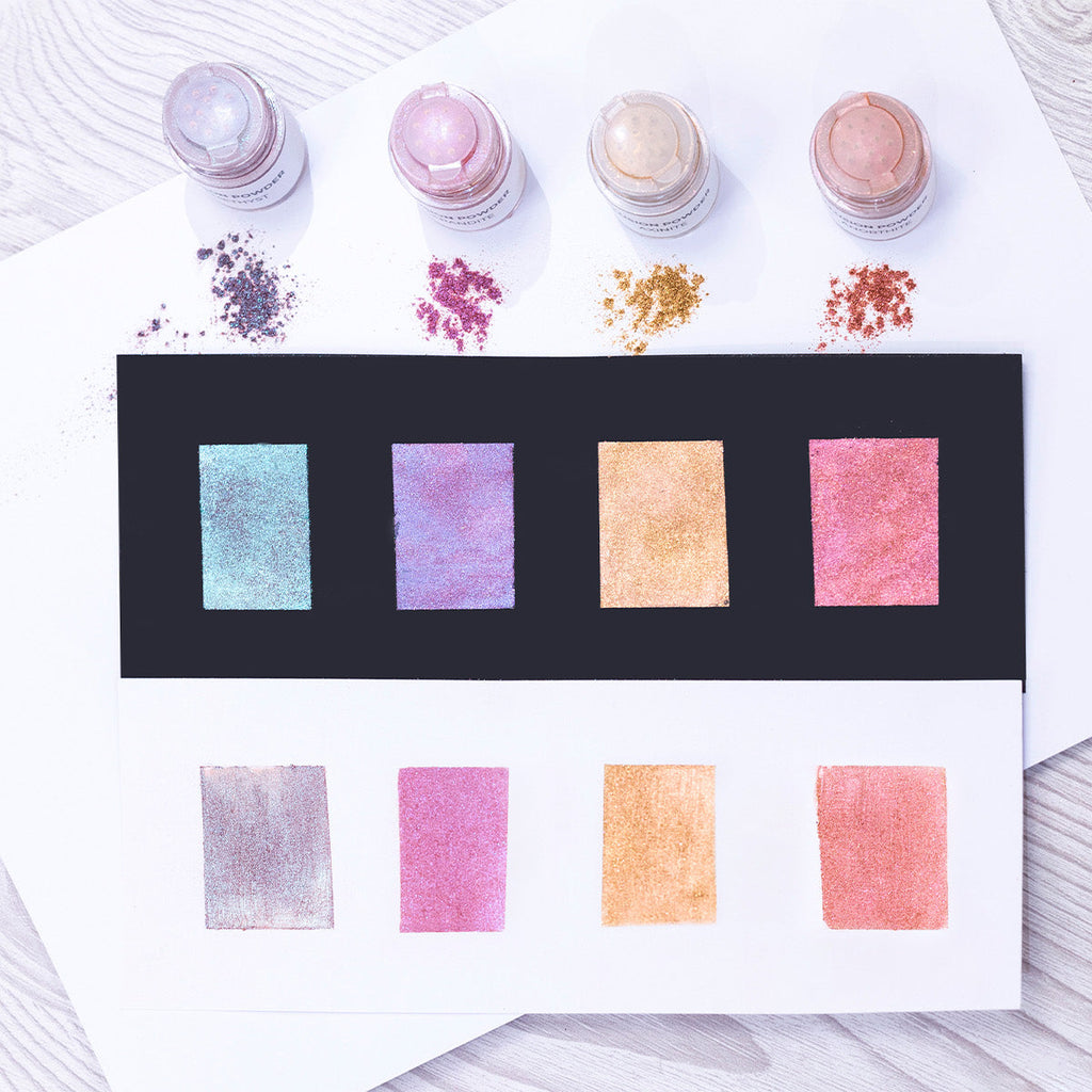 Crafter's Companion Rose Tint Illusion Powders cc-ilp-roti Swatches on Black and White