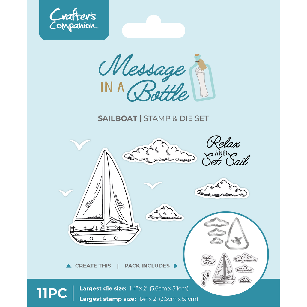 Crafter's Companion Sailboat Clear Stamps And Dies cc-miab-std-sbot