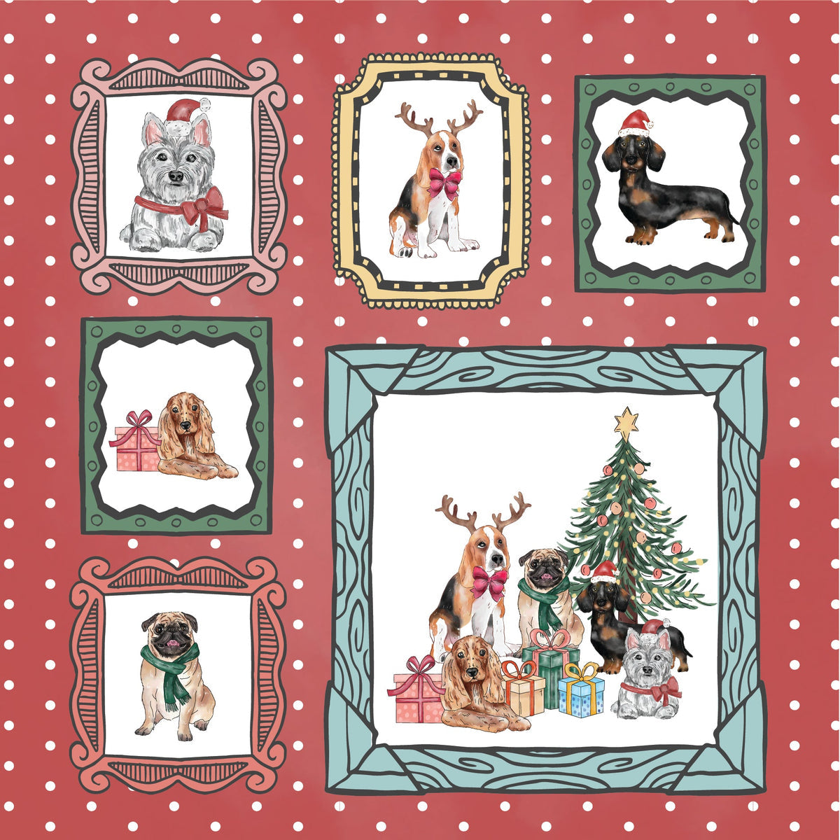 Crafter's Companion Santa Paws 6 x 6 Paper Pad cc-sp-pad6 Christmas Dogs