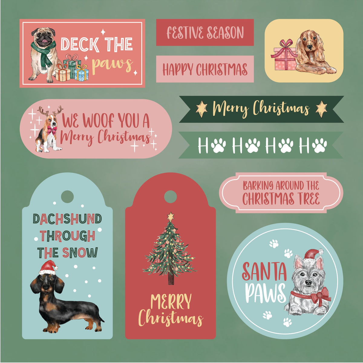 Crafter's Companion Santa Paws 6 x 6 Paper Pad cc-sp-pad6 Christmas Pets Sentiments