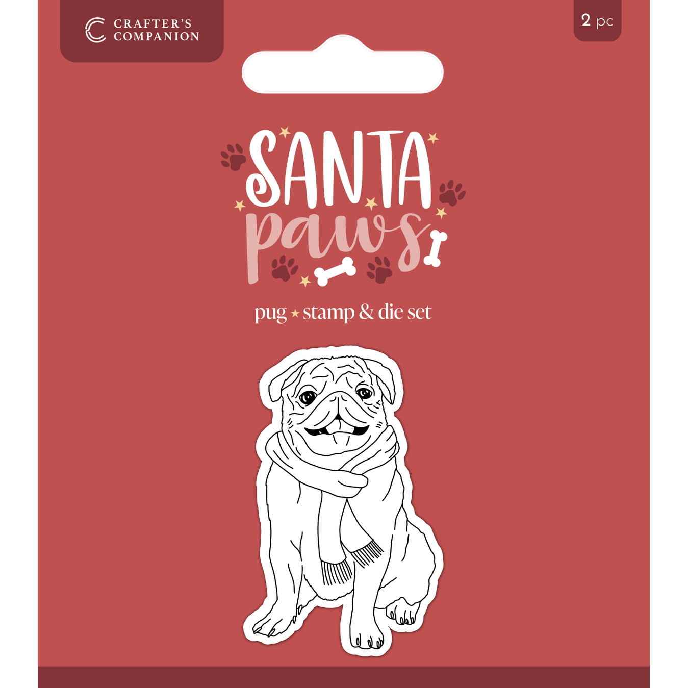 Crafter's Companion Santa Paws Pug Clear Stamp And Die cc-sp-std-pug
