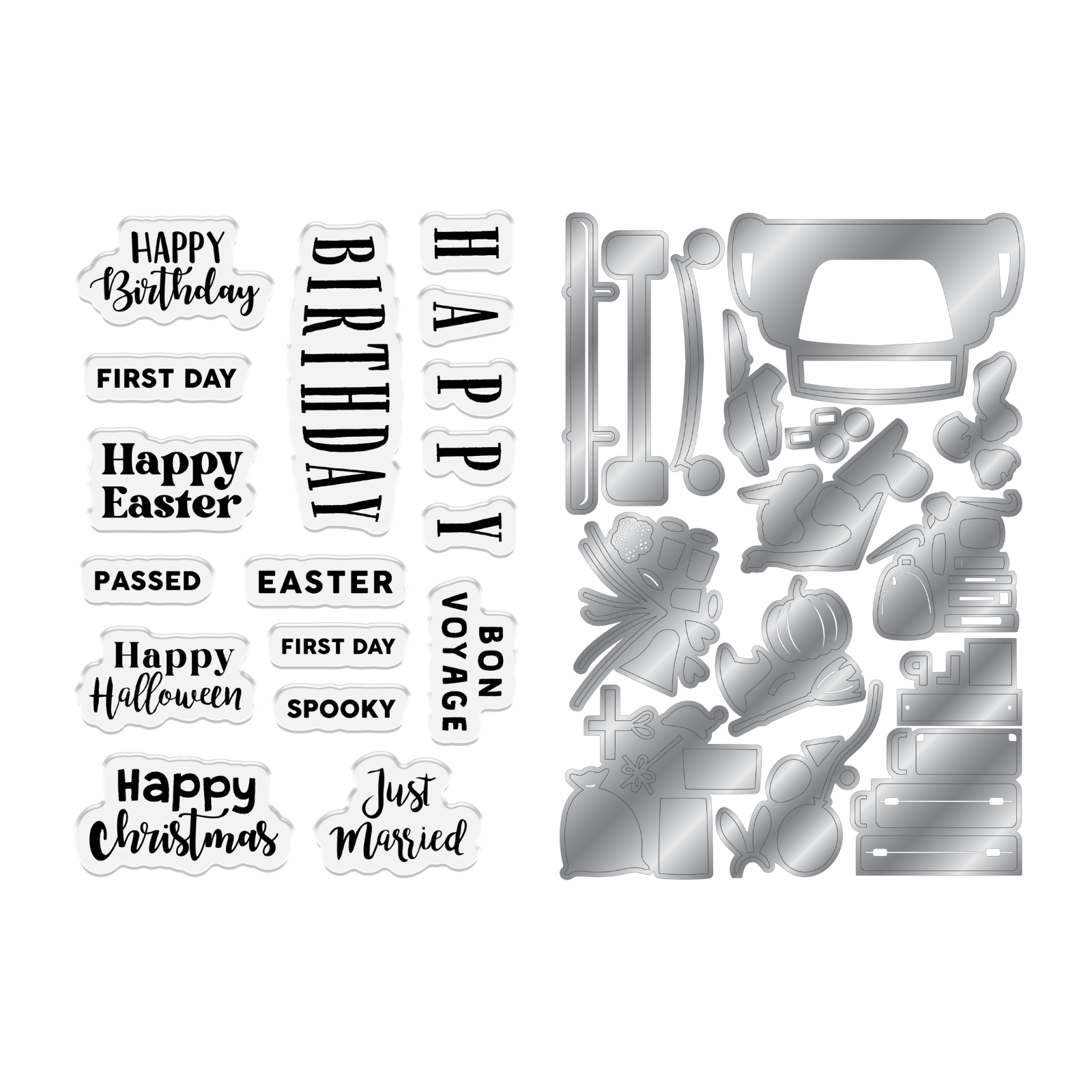 Crafter's Companion Seasonal Car Clear Stamps And Dies cc-std-seca Products Out of Packaging
