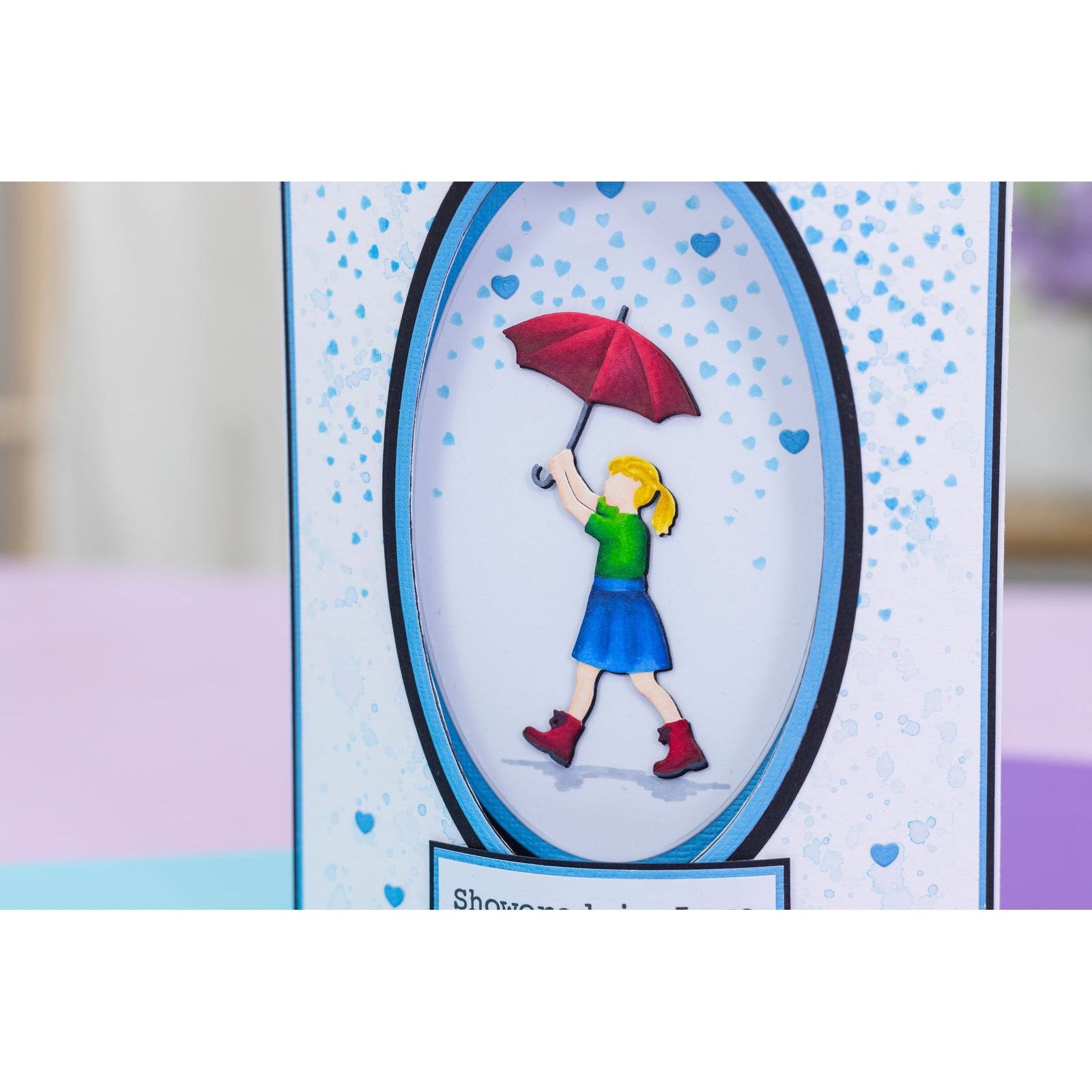 Crafter's Companion Showered In Love Stamps Dies And Stencils Set cc-md-sten-shlo Raining Card