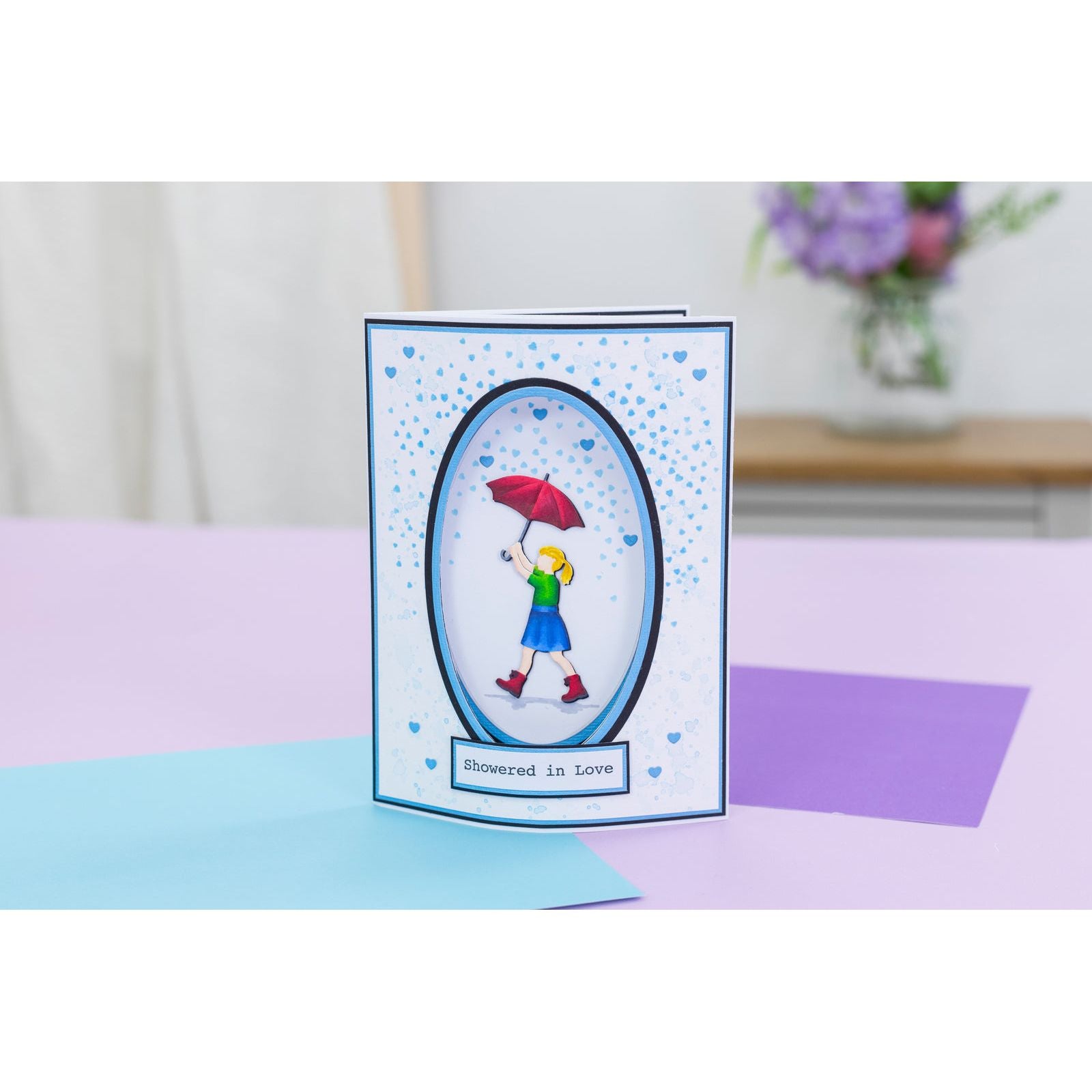 Crafter's Companion Showered In Love Stamps Dies And Stencils Set cc-md-sten-shlo Umbrella Card