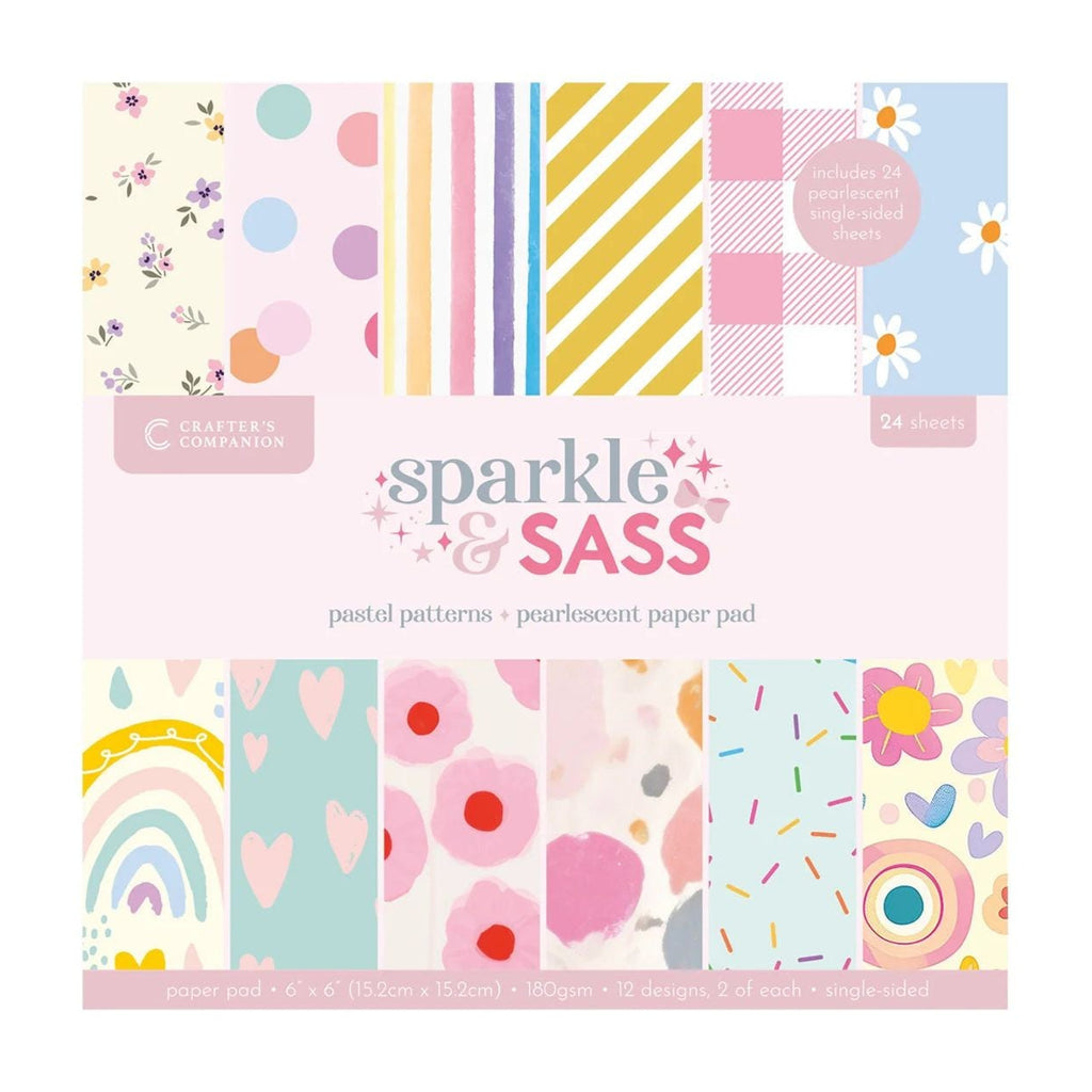 Crafter’s Companion Sparkle And Sass Pastel Patterns 6 x 6 Paper Pad cc-pad6-papa