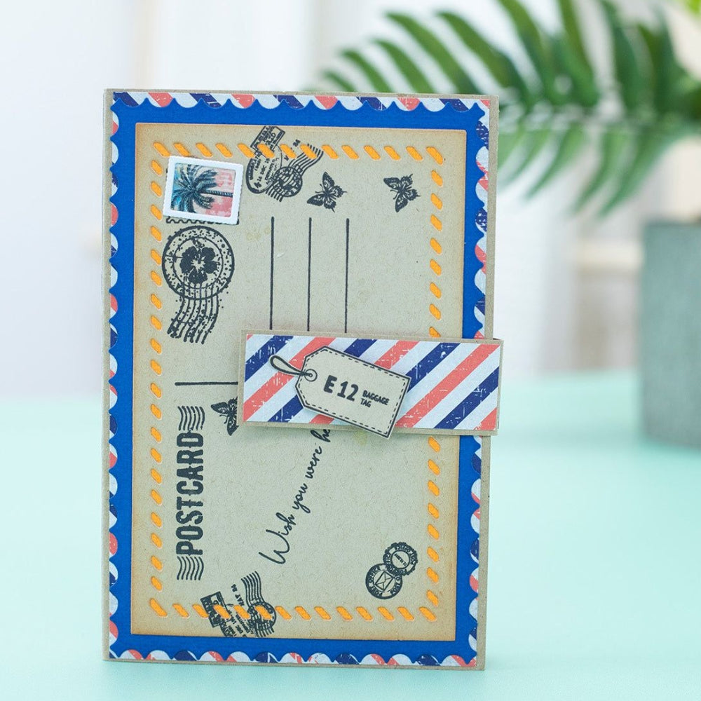 Crafter's Companion Special Delivery Stamps Dies And Stencil Set cc-rv-std-sten-spde Retro Vacation Postcard