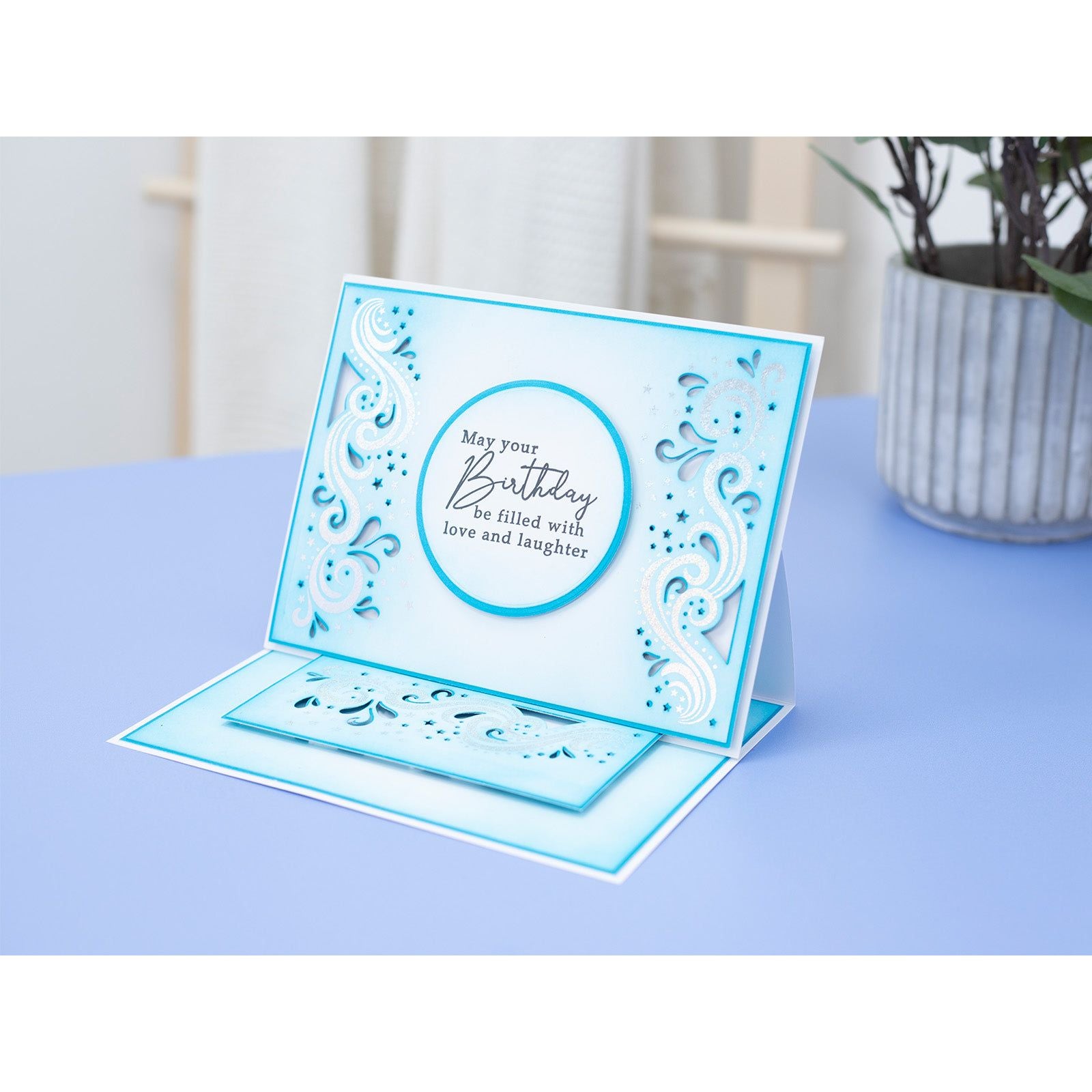 Crafter's Companion Stars And Swirls Metal Die And Foil Rub Ons cc-foiltr6-md-ss Happy Birthday Card
