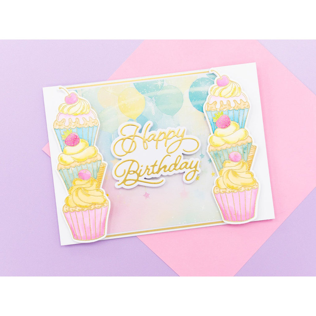 Crafter's Companion Sweet Cupcakes Stack Clear Stamp And Dies cc-std-swcu Happy Birthday Card