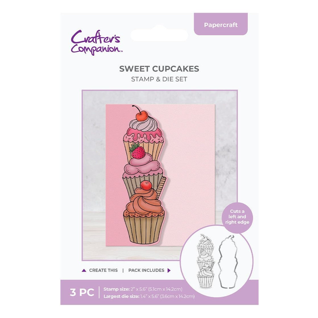Crafter's Companion Sweet Cupcakes Stack Clear Stamp And Dies cc-std-swcu Packaging View