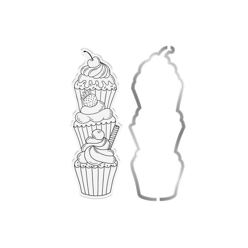 Crafter's Companion Sweet Cupcakes Stack Clear Stamp And Dies cc-std-swcu Product Image