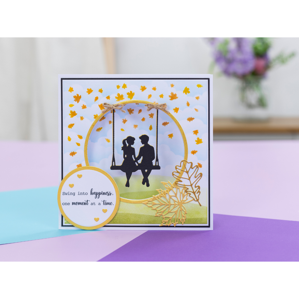 Crafter's Companion Swing Into Happiness Stamps Dies And Stencils Set cc-md-sten-swha Romantic Couple Card
