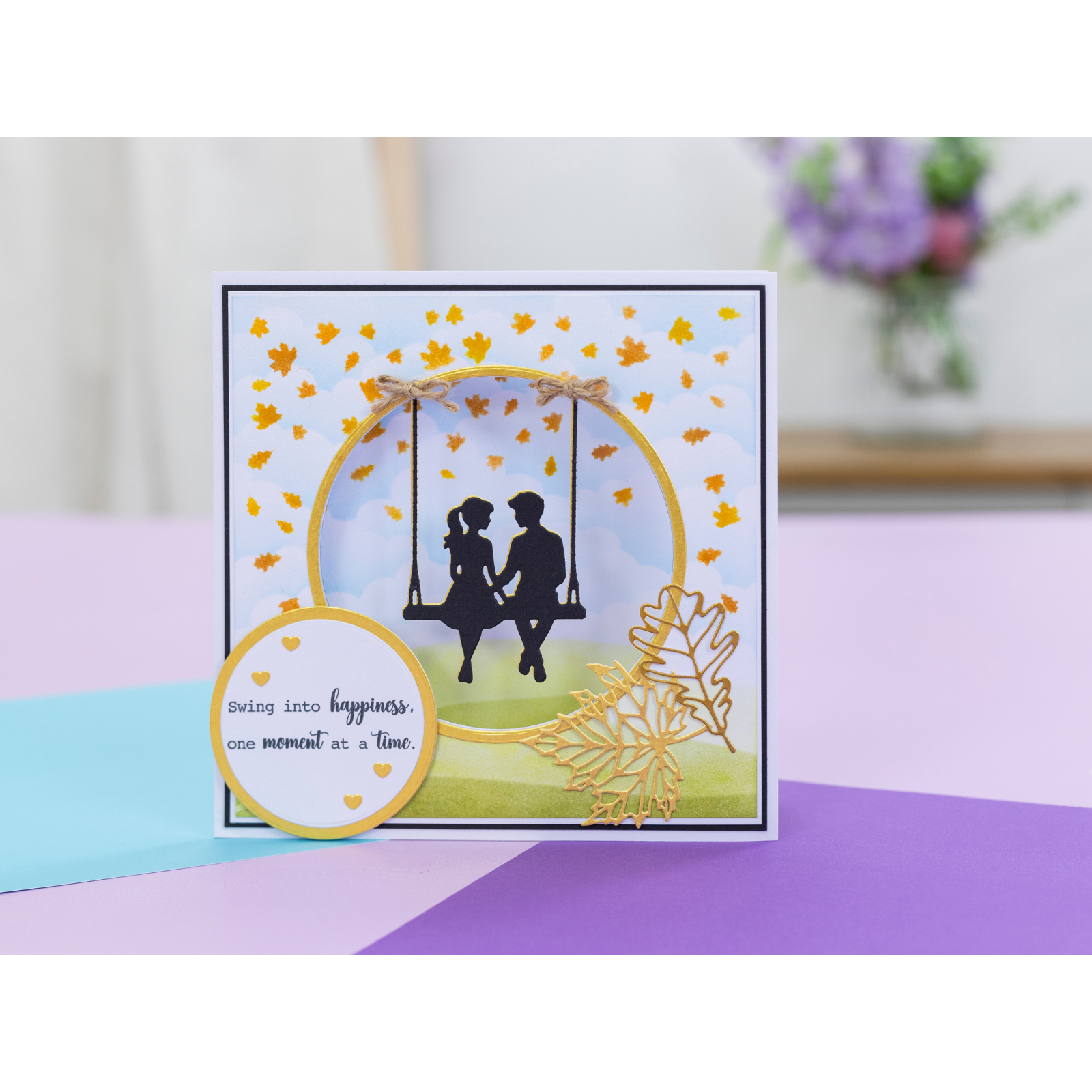 Crafter's Companion Swing Into Happiness Stamps Dies And Stencils Set cc-md-sten-swha Romantic Couple Card