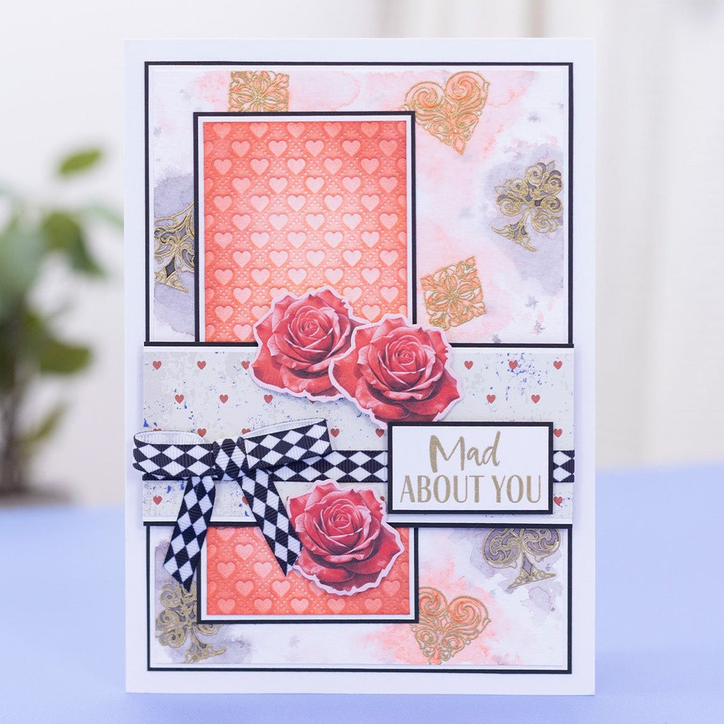 Crafter's Companion Tales Of Wonderland Harlequin Ribbon cc-tow-rib Mad About You Card
