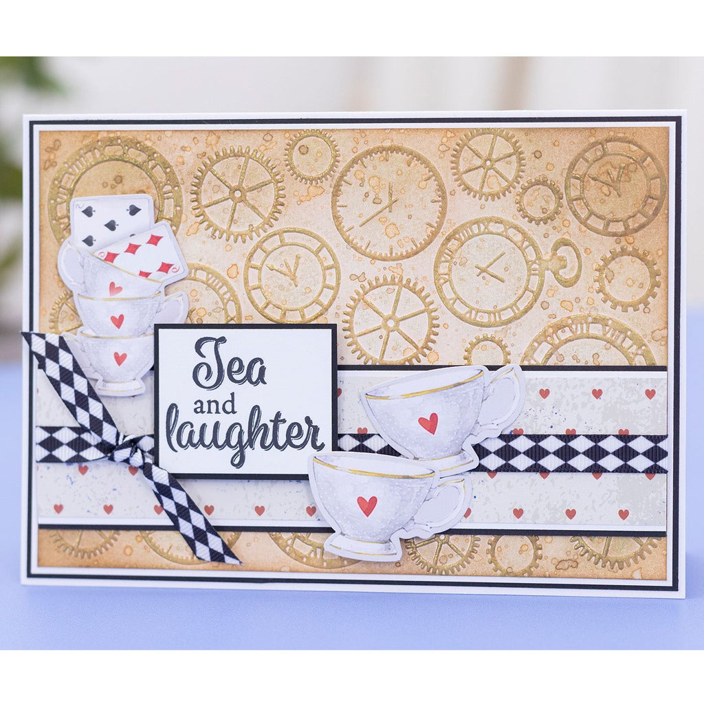 Crafter's Companion Tales Of Wonderland Harlequin Ribbon cc-tow-rib Tea And Laughter Card