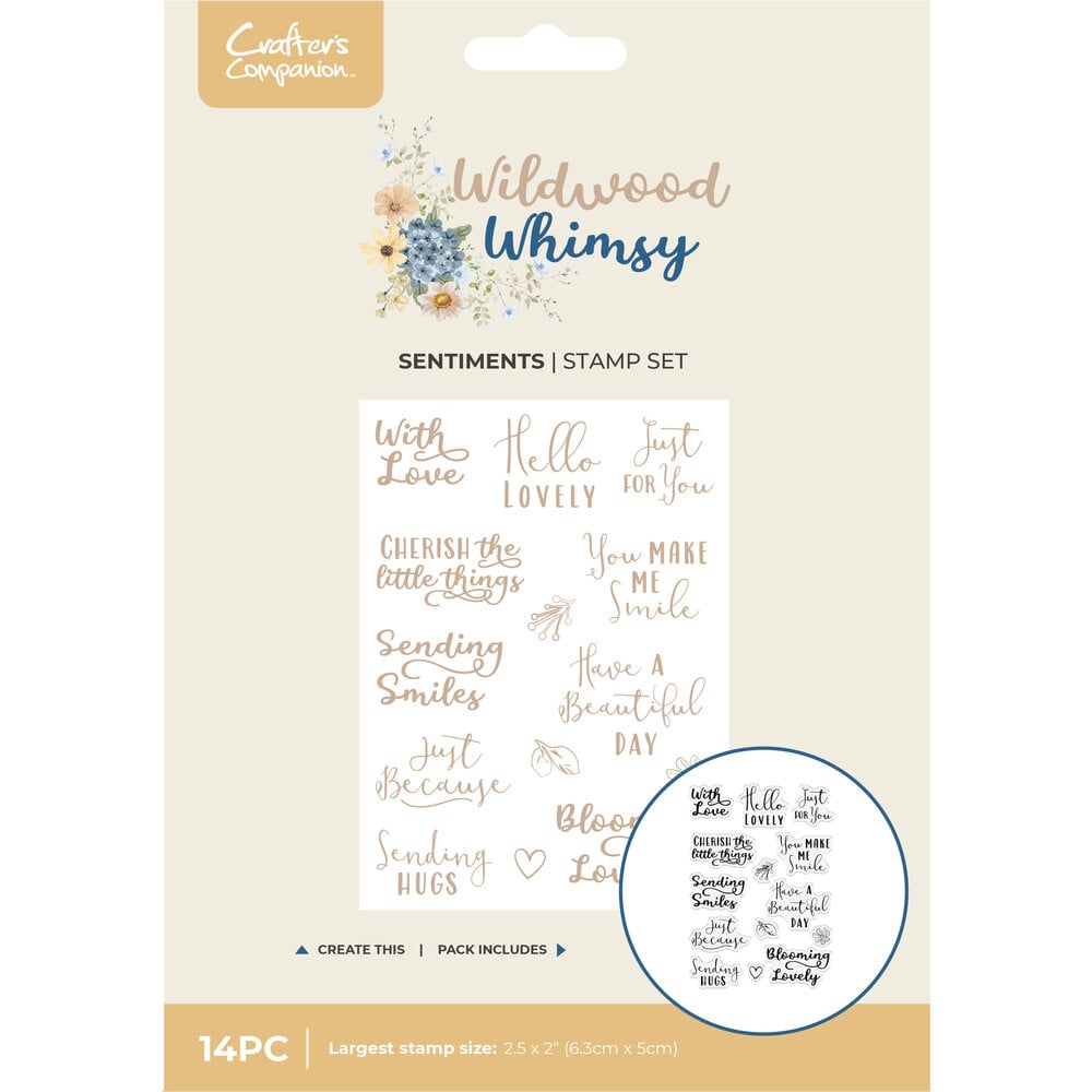 Crafter's Companion Wildwood Whimsy Sentiments Clear Stamps cc-ww-stp-wwhs