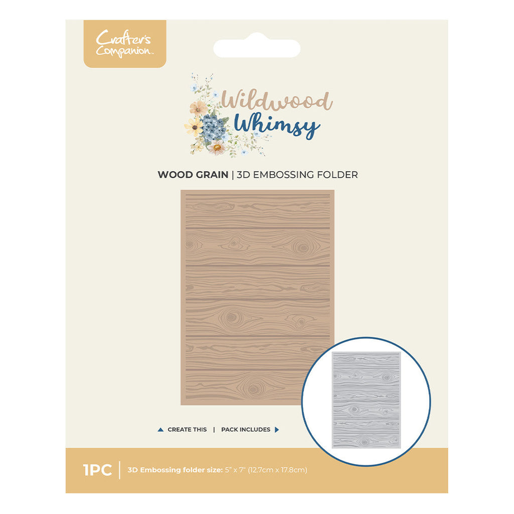 Crafter's Companion Wood Grain 3D Embossing Folder cc-ww-3d-ef5-wogr in Packaging