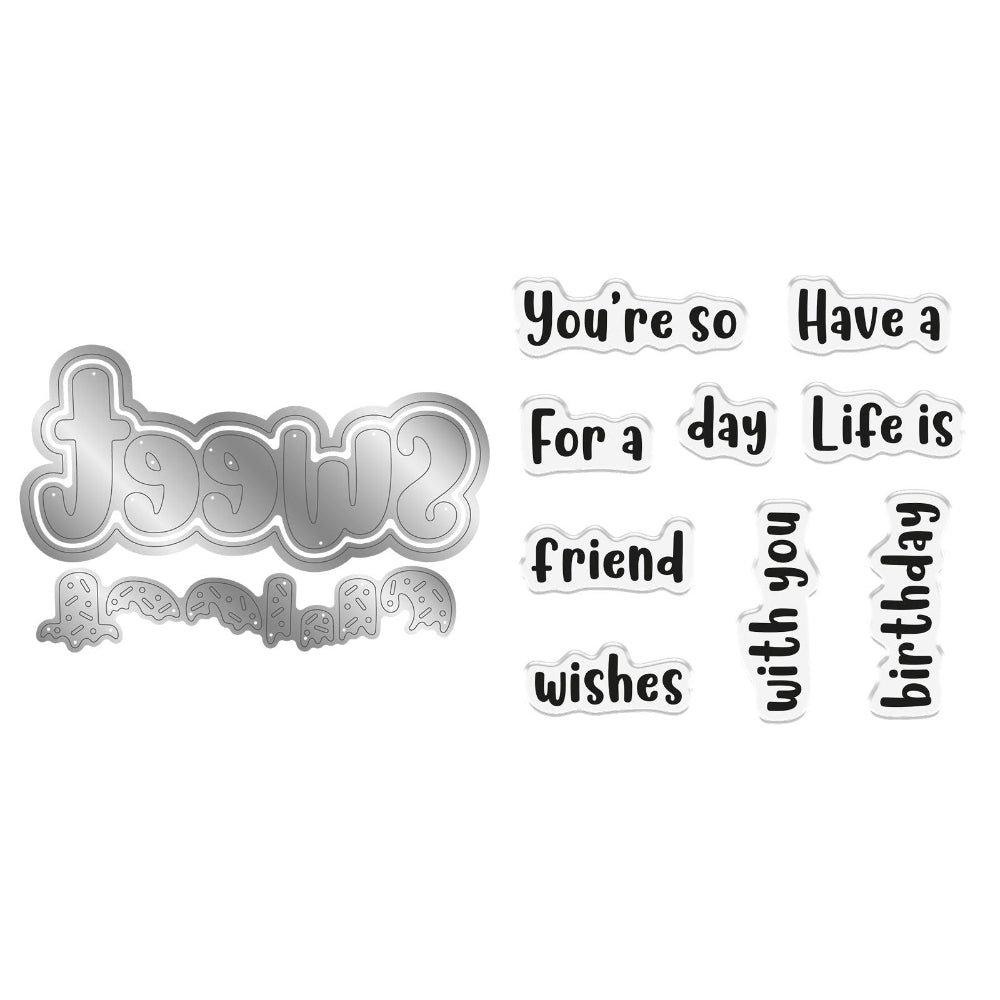 Crafter's Companion You're So Sweet Sentiment Clear Stamps And Dies cc-ls-std-yssw Detailed Product Image