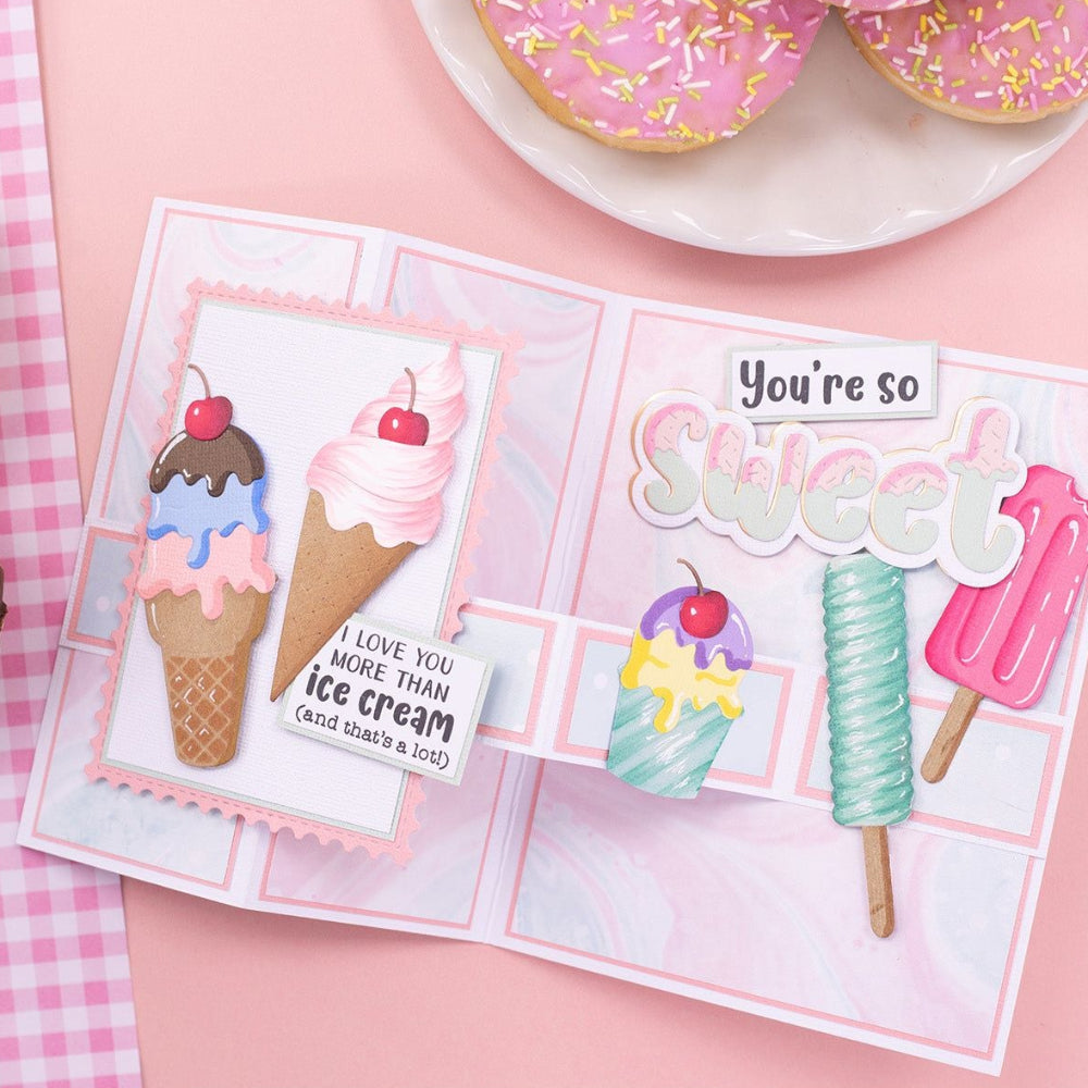 Crafter's Companion You're So Sweet Sentiment Clear Stamps And Dies cc-ls-std-yssw Frozen Treats Birthday Card