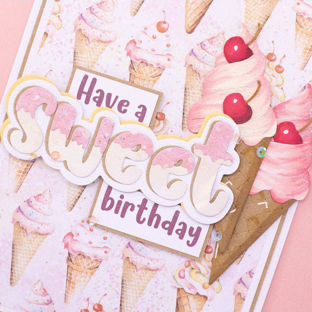 Crafter's Companion You're So Sweet Sentiment Clear Stamps And Dies cc-ls-std-yssw Ice Cream Birthday Card
