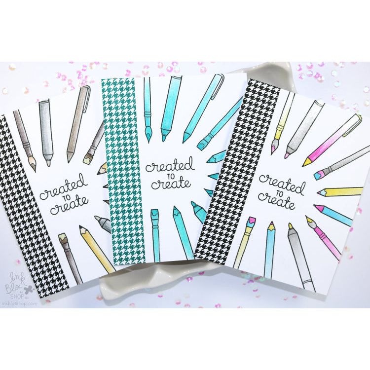 Ink Blot Shop Clear Stamp Set Arts And Crafts Icons inbl031 paintbrush pens pencils marker cards