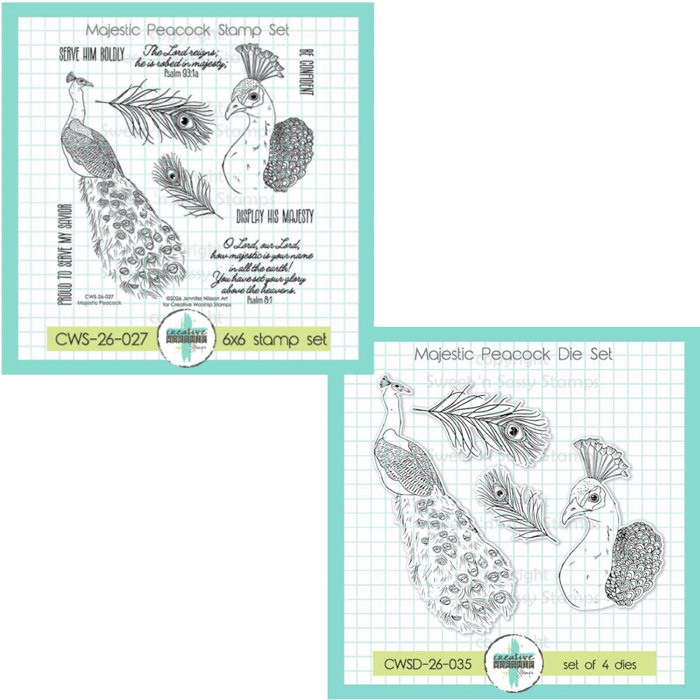 Creative Worship Majestic Peacock Clear Stamps And Dies Bundle