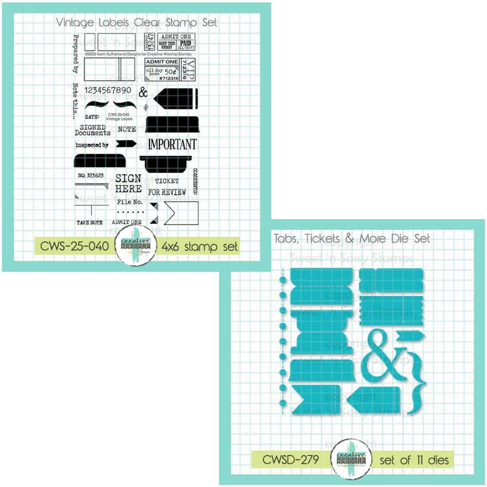 Creative Worship Vintage Labels Tabs Tickets And More Stamps And Dies Bundle