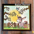 Creative Ember Designs Go Kick A6 Clear Stamp Set cedtp0014 rachel harris donkey field bird flower card