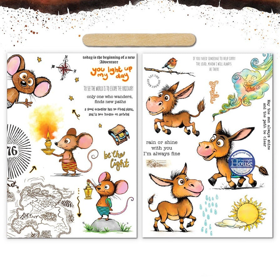 Creative Ember Designs New Adventure A5 Rub On Transfer Set cedro003 inside sheets