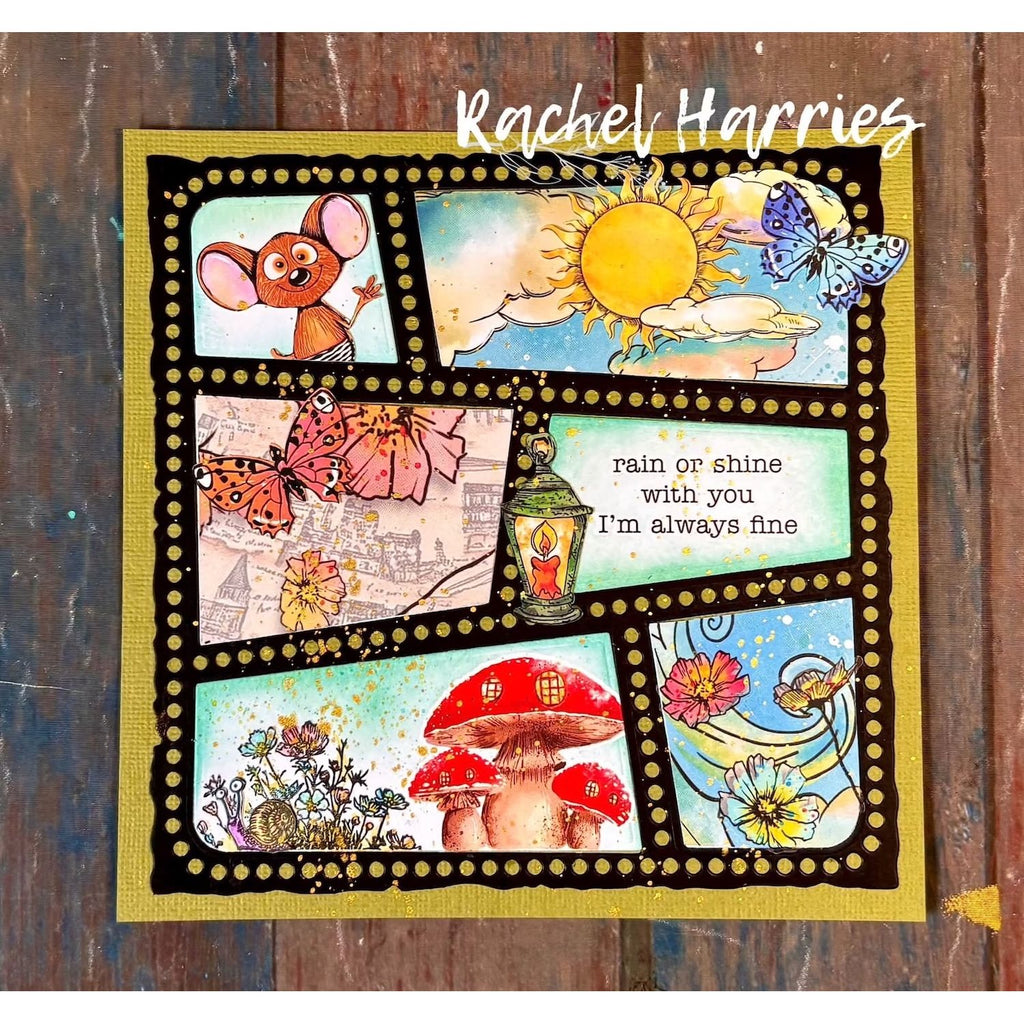 Creative Ember Designs Not Lost A5 Rub Ons cedro004 rachel harris mouse mushroom rain or shine card