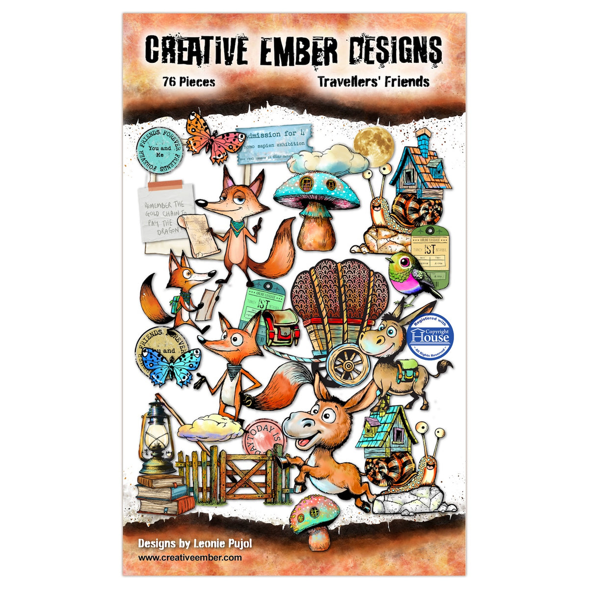 Creative Ember Designs Travellers Friends A6 Ephemera Die Cuts cedep002