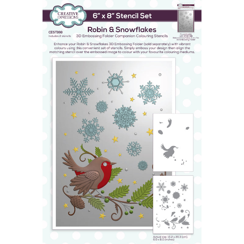 Creative Expressions Robin & Snowflakes Companion Coloring Stencil cest168*