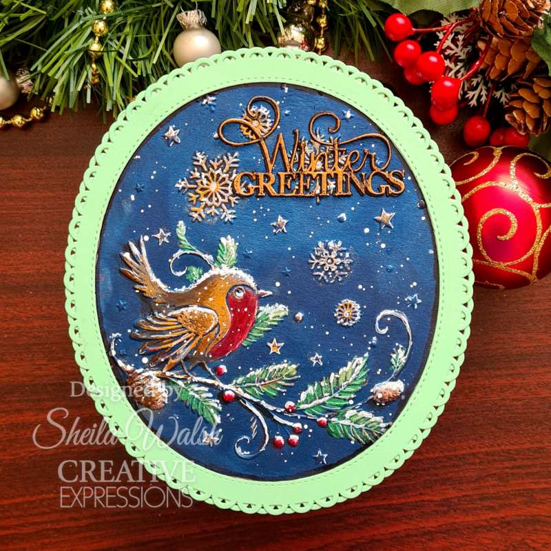 Creative Expressions Robin & Snowflakes Companion Coloring Stencil cest168*