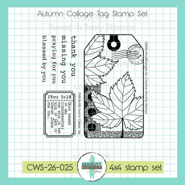 Creative Worship Autumn Collage Tag Clear Stamps cws-26-025