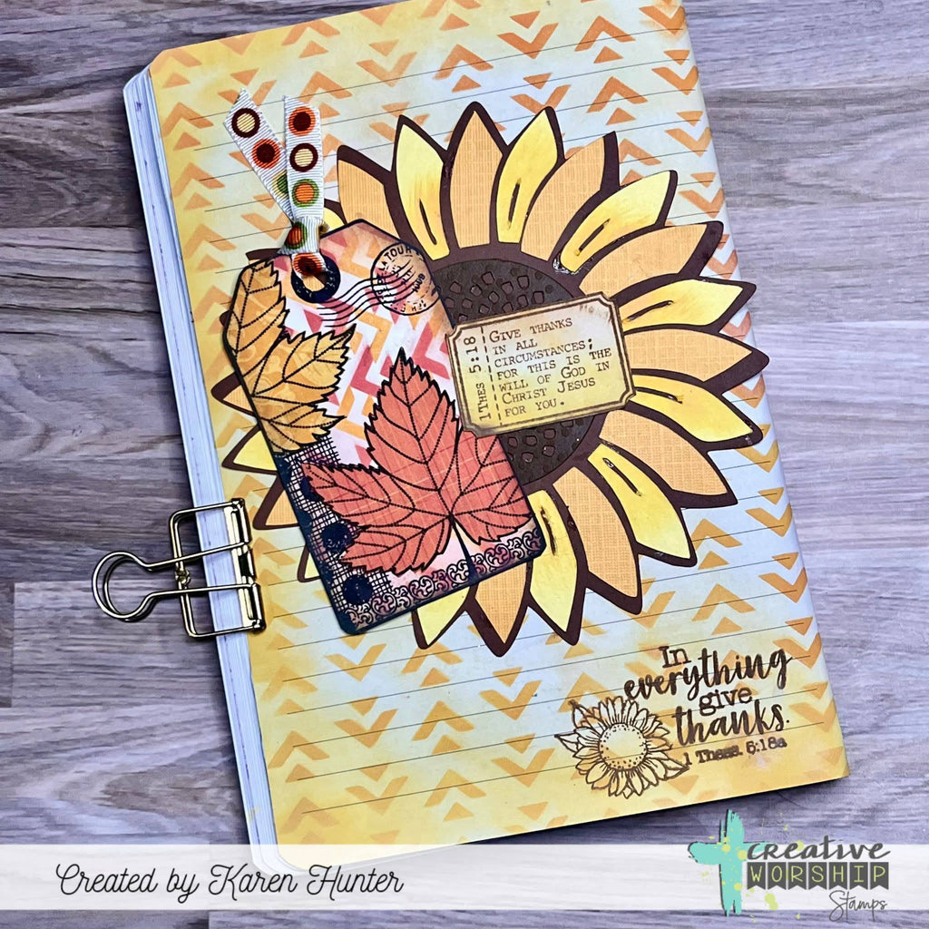Creative Worship Autumn Collage Tag Clear Stamps cws-26-025 In Everything Give Thanks