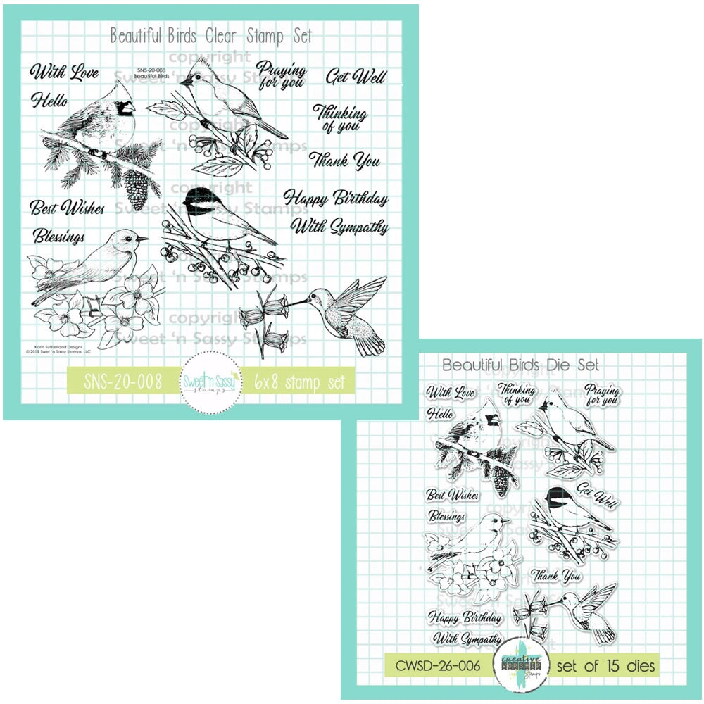 Creative Worship Beautiful Birds Clear Stamps And Dies Bundle