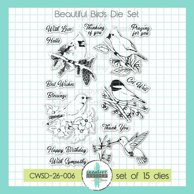 Creative Worship Beautiful Birds Clear Stamps And Dies Bundle Product Image