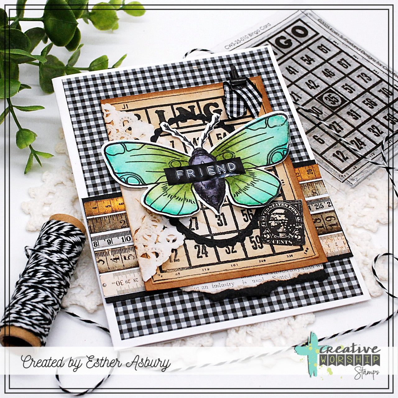 Creative Worship Bingo Card Clear Stamp cws-25-010 Esther Asbury Card