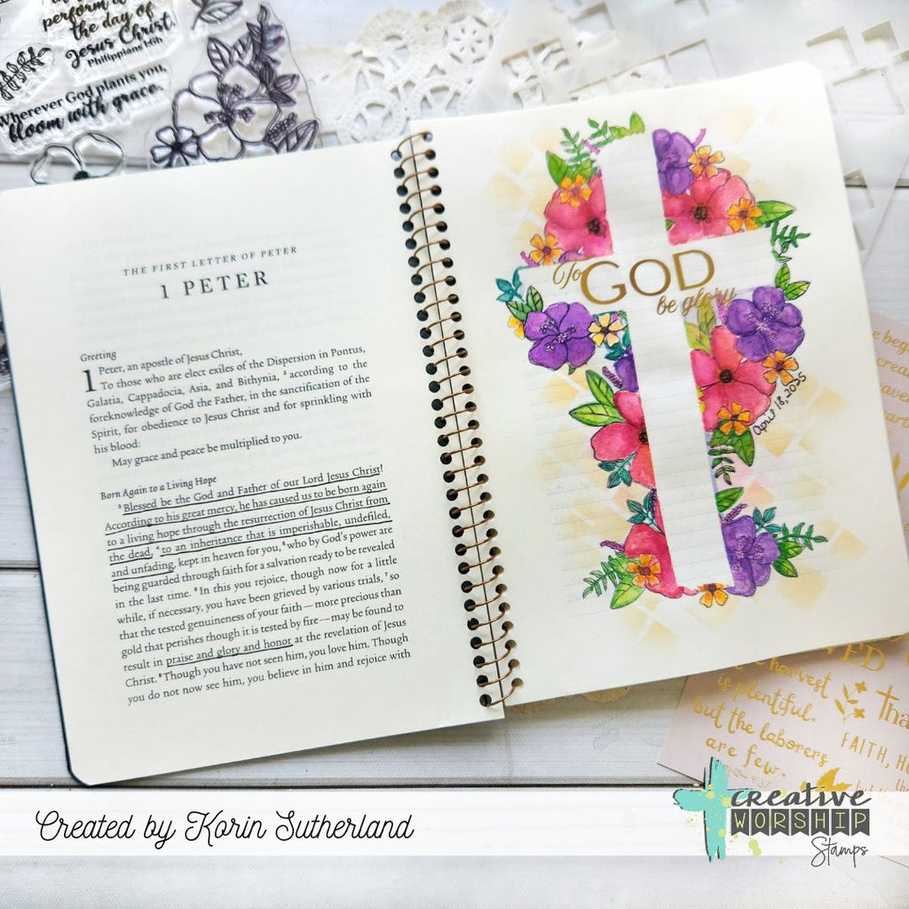 Creative Worship Bloom With Grace Clear Stamps cws-25-019 To God Be Glory