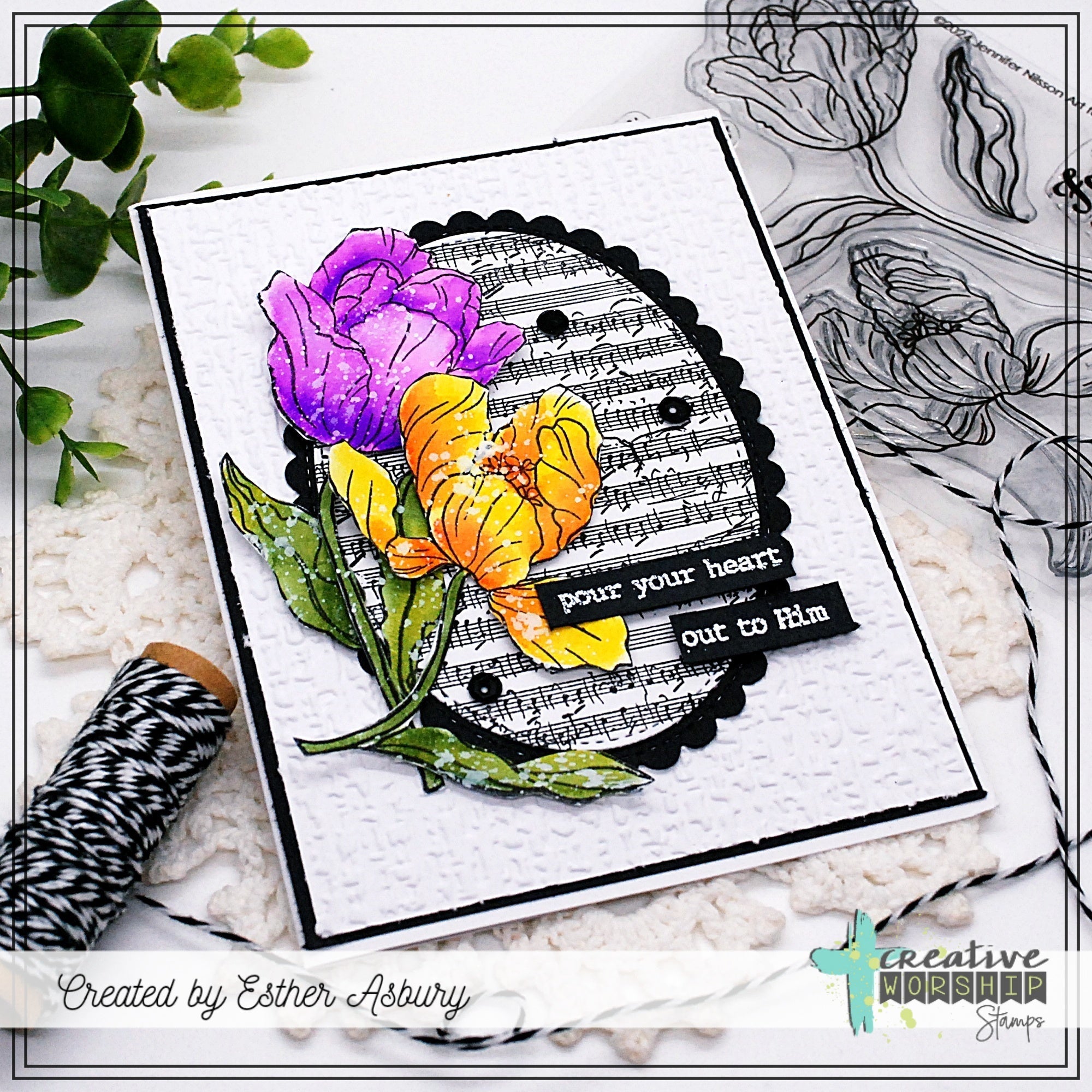 Creative Worship Blooming Tulips Stamps And Dies Bundle Esther Asbury Card
