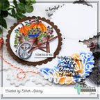 Creative Worship Boho Bloom Stencil Mask cws-st-24-09 Orange and Blue Background