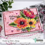 Creative Worship Boho Bloom Stencil Mask cws-st-24-09 Pink Masked Background for Floral Card