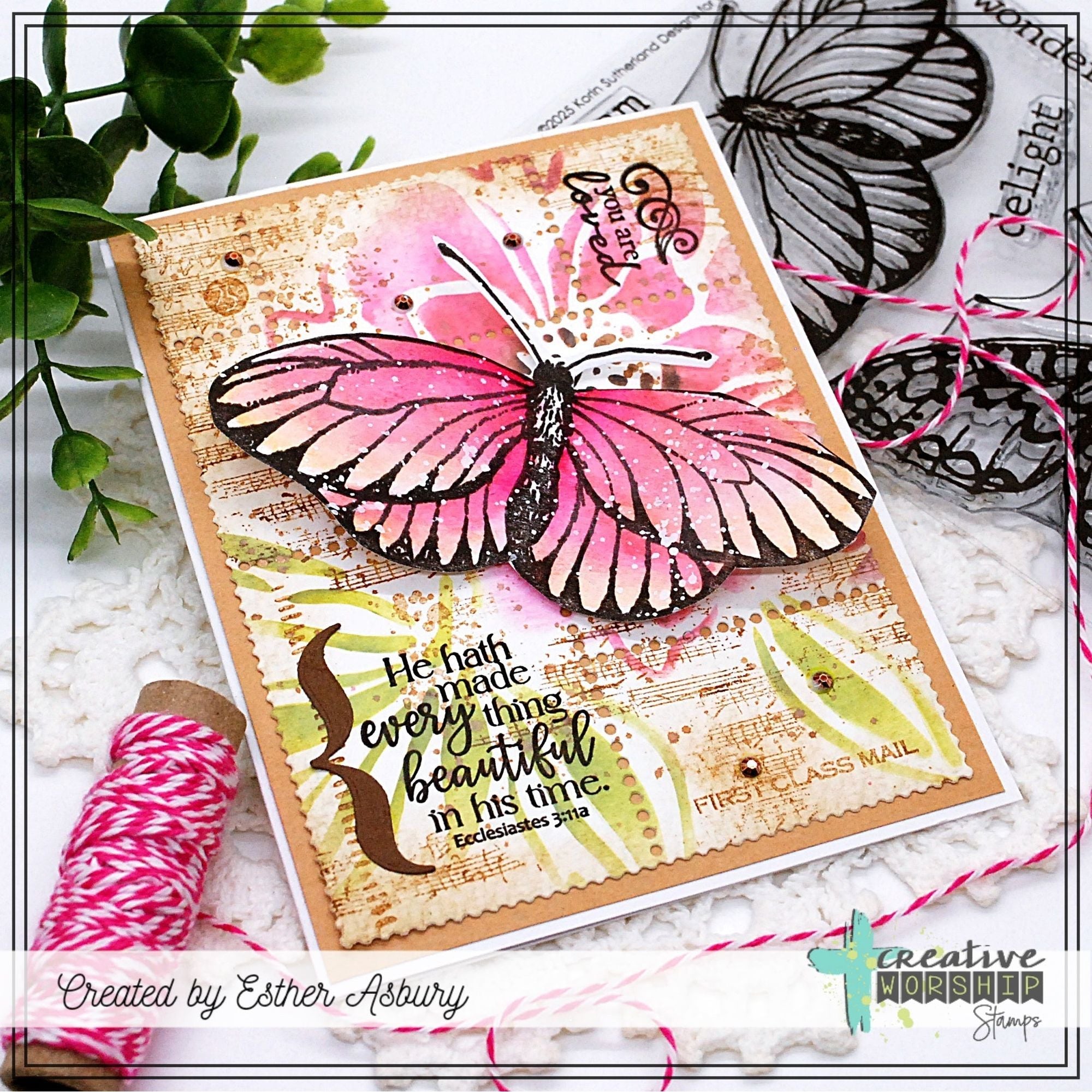 Creative Worship Bold Bloom Stencil cws-st-25-08 He Hath Made Everything Beautiful In His Time Card