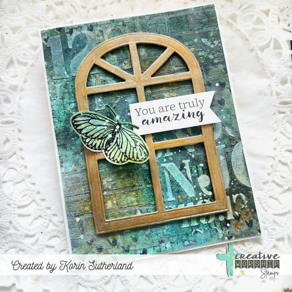 Creative Worship Brick Wall Stencil cws-st-24-11 Inky Project with Paste