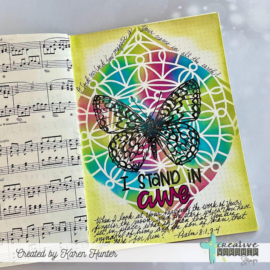 Creative Worship Butterfly Bliss Clear Stamps cws-25-022 Bible Journaling Card